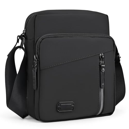 KASTWAVE Shoulder Bag Mens Crossbody Bag with Adjustable Strap Lightweight Waterproof Messenger Bag wiht Multiple Pockets Cross Body Bag for Daily Use Shopping Working Travel, Black