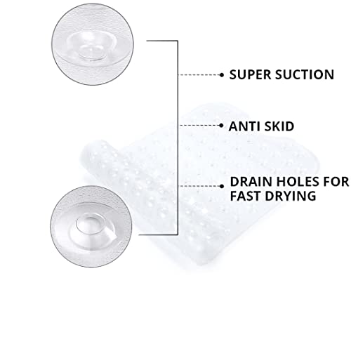 Generic IMY 689 Large Bath Mat for Safety l Non Slip with Suction Cups Durable Shower in Soft Rubber, Anti Mold and Bacteria Ideal Bathtub Mats, white, IMY-689