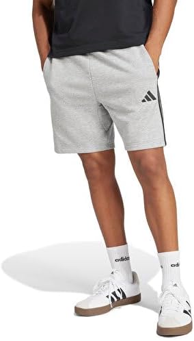 Men's Essential Three Stripes French Terry Short Shorts (pack of 1) - MGREYH/BLACK