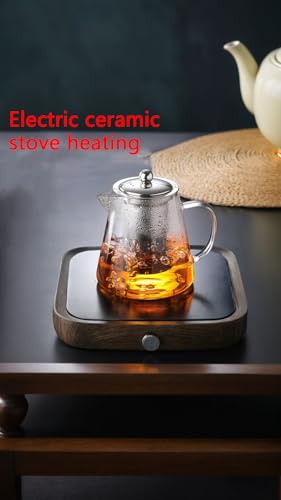 Sweet sevenÂ® Glass Teapot Infuser Set, 32oz Stovetop Safe Blooming & Loose Leaf Tea Maker, good for Flowering Tea & Herbal Brews, Elegant Design Tea Pot Kettle Set