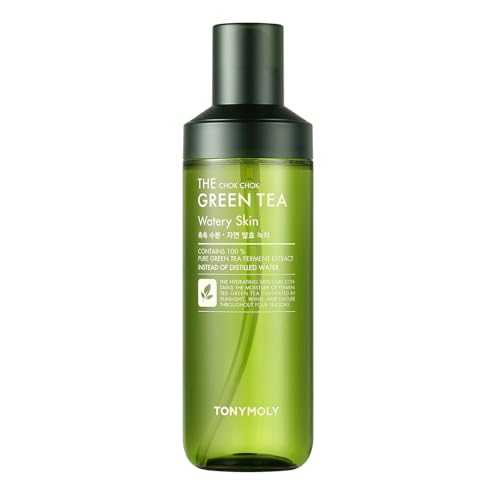 TONYMOLY THE CHOK CHOK GREEN TEA WATERY SKIN, 180ml Toner, Hydrating Finish, Green Tea Extract, Soothing, Lightweight, Korean Skincare