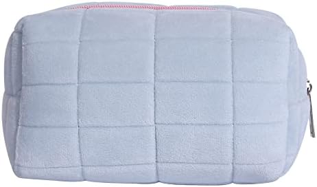 LYDZTION Plush Makeup Bag Cosmetic Bag for Women,Zipper Large Solid Color Travel Toiletry Bag Travel Make Up Toiletry Bag Washing Pouch, white