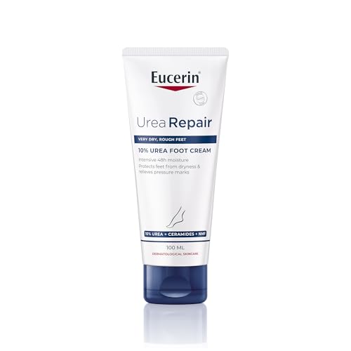 Eucerin UreaRepair Plus 10% Urea Foot Cream with Ceramide, Smoothes Callouses and Thickened Heels, Feet Care for Very Dry, Suitable for Mature & Diabetic Skin, 100ml