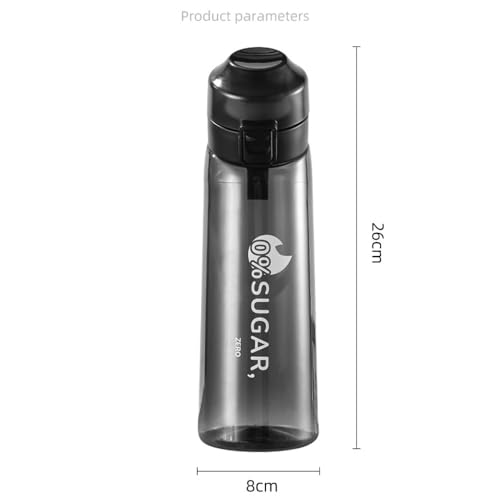 Magic Park 650ml Flavored Water Bottle with 6 Flavor Pods Sport Water Bottle with Straw for Adults and Kids Large Air Up Water Bottle Leak Proof 0 Suga 0 Calorie (Fruity cup, Black)