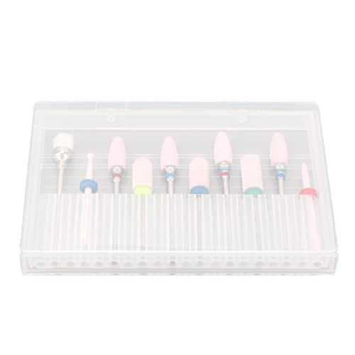 Sorandy 10pcs Nail Grinder, Carbide Cuticle Remover Bits for Manicure Pedicure, Nail Drill Bits Set with Storage Box for Shaping, Smoothing, Polishing and Buffing