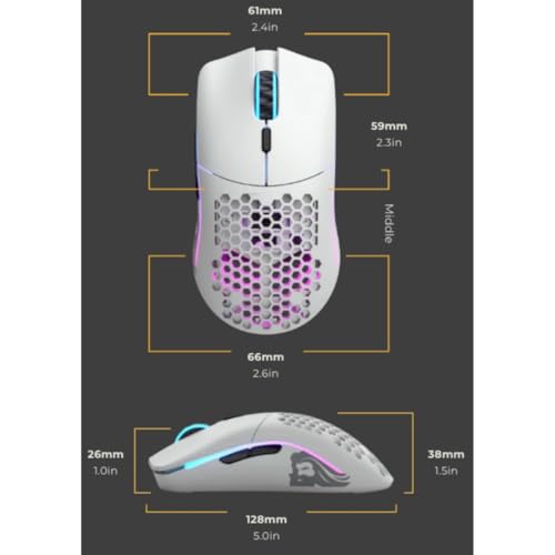 Glorious Model O Wireless Gaming Mouse - RGB 69g Superlight Ergonomic Wireless Gaming Mouse - Backlit Honeycomb Shell Design Gaming Mice (Matte White)