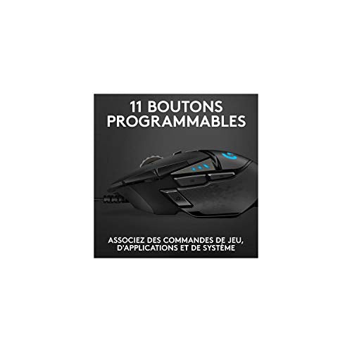 Logitech G502 HERO High Performance Wired Gaming Mouse, HERO 25K Sensor, 25,600 DPI, RGB, Adjustable Weights, 11 Programmable Buttons, On-Board Memory, PC / Mac - Black