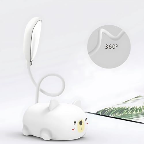 Kids Lamp,Children's LED Desk Lamp Cute Cat Lamp,Foldable Table Light USB Charge,Kawaii Desk Accessories,Flexible Gooseneck Eye Care Cartoon Small Desk Lamp Girls Gifts (Pink)