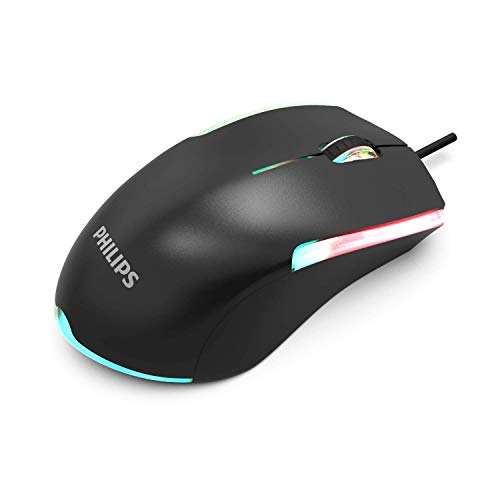 Philips SPK9314 3-Button Wired Computer Mouse with RGB Impeglow FX
