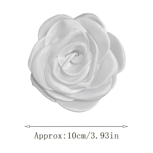 Dainty Satin Rose Flower Brooch for Weddings & Events � 10cm Handmade Fabric Floral Pin with Clip, Dual-Purpose Lapel Accessory Jewellery for Women & Men (Gift Box)
