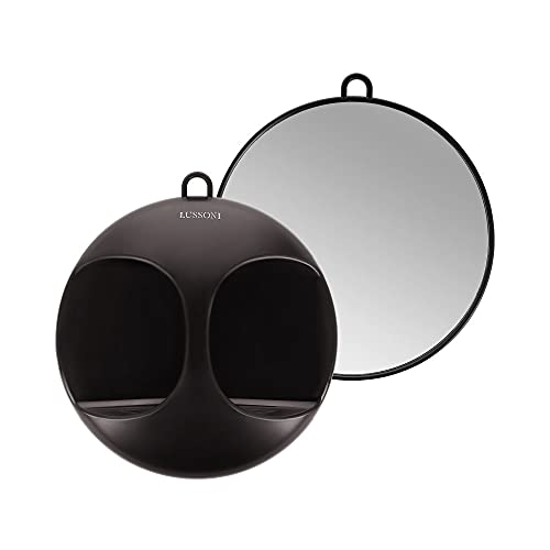 TB TOOLS FOR BEAUTY T4B LUSSONI Black Wide, Practical and Professional Hairdressing Hand Mirror 28 cm for Salons, Hairdressers, Beauticians, Women and Men