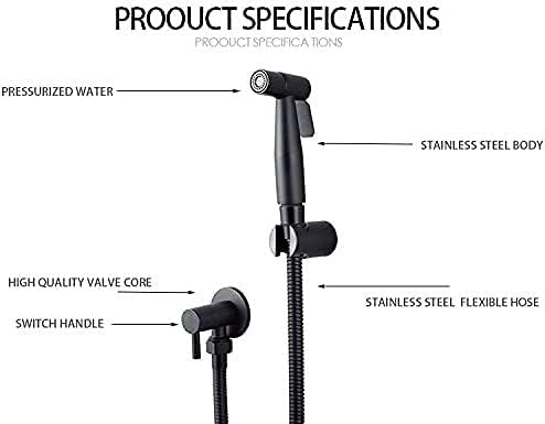 LOSCHEN LOSCHEN 1/2NPT Stainless Steel Bidet Sprayer kit for Toilet,Hand Held Sprayer Shattaf Toilet Attachment for Pet Bath/Personal Hygiene/Bathroom/Closestool,Easy to Install (Matte Black)