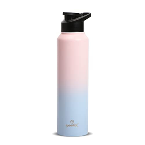 Speedex Stainless Steel 1 Litre Water Bottle for Fridge, School,Gym,Home,Office,Boys, Girls, Kids, Leak Proof(Dual-Pink-Blue Colour, Sipper Cap, Set of 1, 1000 ML)