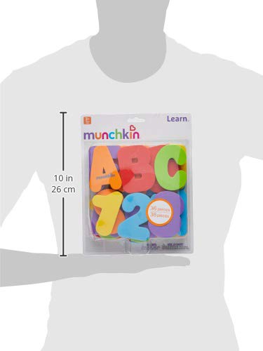Munchkin Learn™ Bath Letters & Numbers, Bright learning stickers, great learning tool, sticks easily, reusable, infant/baby/toddler/kids, 18 Months and above, 36 pieces.