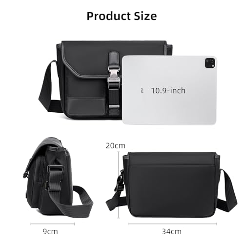 Arctic Hunter Sling Bag for Men Anti-theft Nylon Water-repellent Stylish Shoulder Bag with Multiple Compartment 10.9-inch iPad Crossbody Bag for Daily Casual College