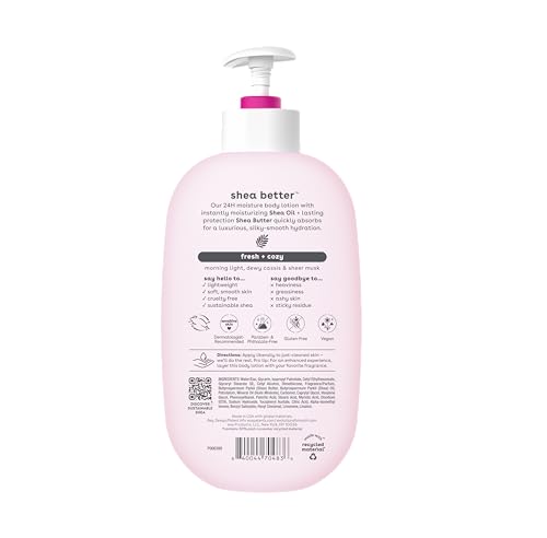 eos Shea Better Body Lotion Fresh & Cozy, 24-Hour Moisture Skin Care, Lightweight & Non-Greasy, Made with Natural Shea, Vegan, 16 fl oz