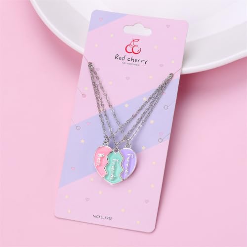 Pingyongchang 2-3Pcs Friendship Matching Necklace Heart Pendant BFF Necklaces Cute Alpaca Burger Fries Best Friend Necklace Jewelry Gift for Women Girls