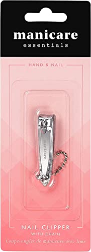 Manicare Small Nail clipper With File And Chain,Quality Stainless Steel For Precisie Trimming Of Fingernails,Perfect For Handbag Or Travel For Manicures And Pedicures, 5cm Long, 2mm Cut Width