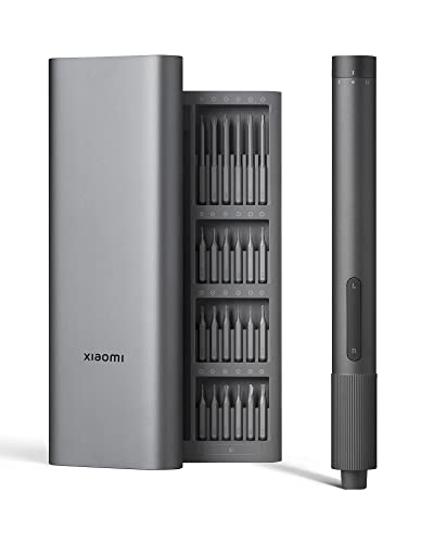 Xiaomi | Electric Precision Screwdriver | 2 Speed Adjustable Torque | 24 Screwdriving Bit - Magnetic Container | 170rpm Powerful Motor Speed | 350mAh Battery | for Laptops, Mobiles | S2 Steel | Grey