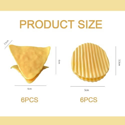 12 PCS Food Storage Clips, Food Clips Bag Sealing Clips, Bag Clips for Food Storage, Cute Food Clip, Kitchen Clips for Bags, Food Bag Clips Reusable to Clamp Snacks, Chips (Circle+Triangle)