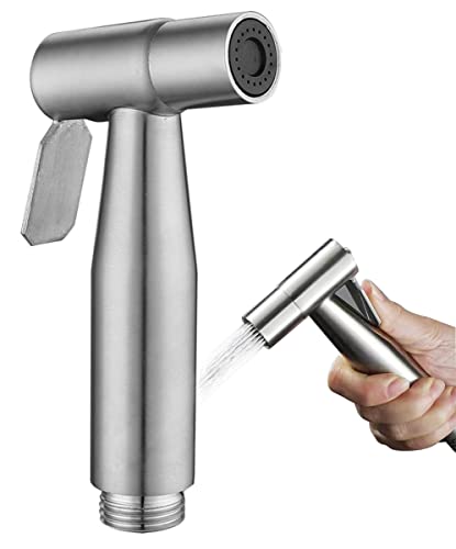 ECVV Stainless Steel Handheld Bidet Sprayer for Toilet Cloth Bathroom Diaper Self Cleaning Shattaf Set with adjustable water Pressure Control