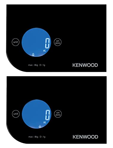 Kenwood Digital Kitchen Scale | Food Scale | Weighing Scale | Weight Scale | 8Kg/22lbs Capacity 4MM Tempered Glass, Touch Control, Tare/Zero Function, Auto Shut-Off (Batteries Included) WEP50.000BK