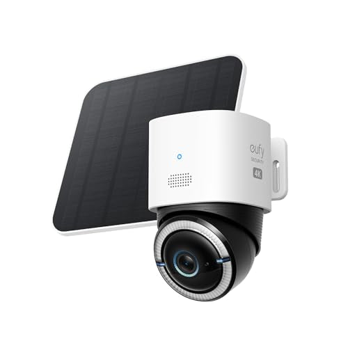 eufy Security 4G LTE Cam S330 with Wi-Fi, 4K UHD Pan Tilt, Wireless, Solar Powered with Solar Panel, AI Human/Vehicle Tracking