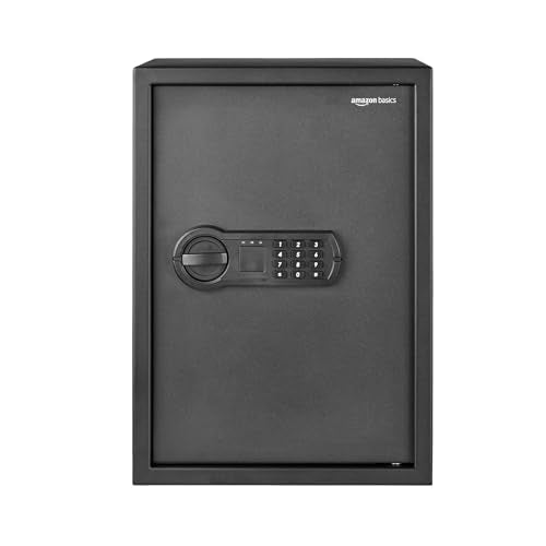 Amazon Basics Steel Home Security Electronic Safe with Programmable Digital Keypad Lock for Jewelry, Money, Valuables Storage, 51 Litres, 35 cm W x 33 cm D x 50 cm H, Black