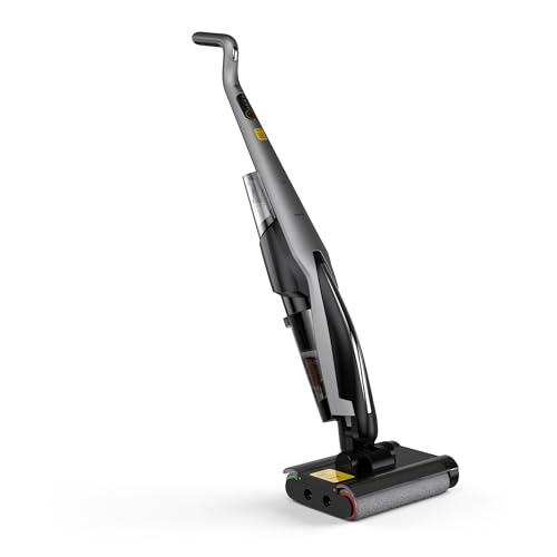 Deerma VX96W Cordless Vacuum Cleaner, Wet And Dry Vacuum Cleaner 15kPa Suction Force Double Roller Brush One Button Self Cleaning 600ml Clean Water Tank & 700ml Sewage Tank 4000mAh Battery 160W