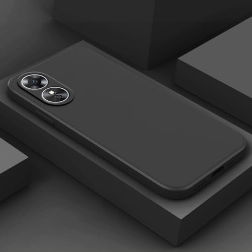 Silicone Case for Oppo A58 4G, Liquid Gel Rubber Bumper Case with Soft Microfiber Lining Cushion Slim Hard Shell Shockproof Protective Cover for Oppo A58 4G (Black)