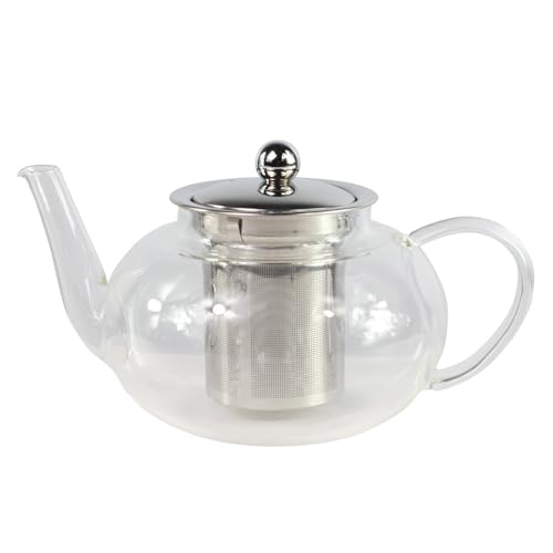 GOLDBEARUK Glass Teapot with Stainless Steel Infuser Large Size - Herbal Teapot 800ml