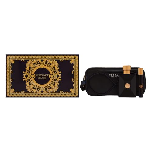 Versace Dylan Pour Natural EDT Spray and Cosmetic Bag 3-Piece Gift Set for Men, Blue