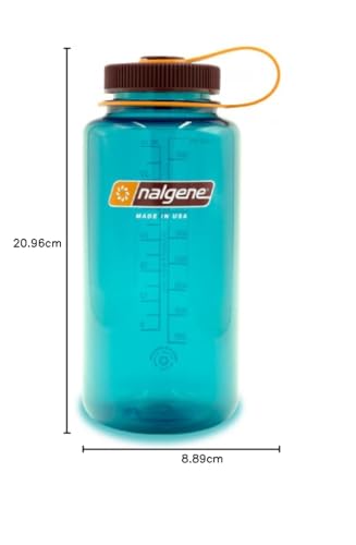 Nalgene Water Bottle - Lightweight Sustain Tritan BPA-Free Shatterproof Bottle for Backpacking, Hiking, Gym, 32 OZ, Wide Mouth, Marmalade Orange