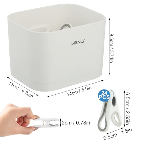 YILANJIN 24PCS Clothes Pins, Plastic Clothespins, Clothesline Clips, Clothes Pegs, Laundry Clips, Clothesline Pins, Towel Clips, Beach Towel Clips, Laundry Clips for Drying Clothes, with Storage Box