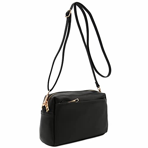 Triple Zip Small Crossbody Bag