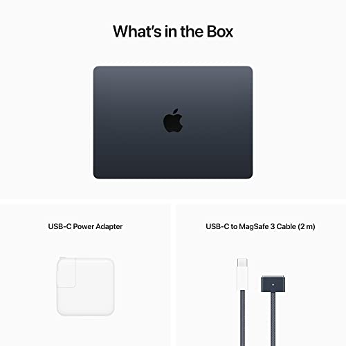 Apple MacBook Air 2022 laptop with M2 chip: 13.6-inch Liquid Retina display, 16GB RAM, 256GB SSD storage, backlit keyboard, 1080p FaceTime HD camera. Works with iPhone and iPad; Midnight