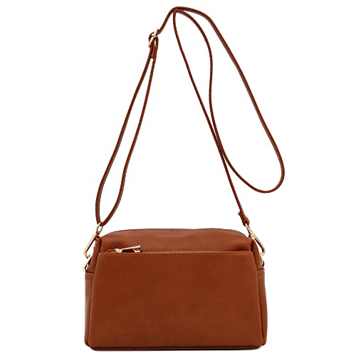 FashionPuzzle Triple Zip Small Crossbody Bag