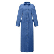MOTIM Women’s Casual Shirt Dress, Button Down Denim Maxi Dress Lapel Long Sleeve Long Jean Dresses with Pockets
