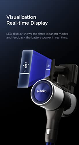EUREKA AK10 Lightweight Cordless Stick Vacuum Cleaner 26KPa,450W Powerful BLDC Motor Wireless Vacuum Cleaner for Multi Flooring Deep Clean, Up to 60 Mins Runtime Detachable Battery with LED Display