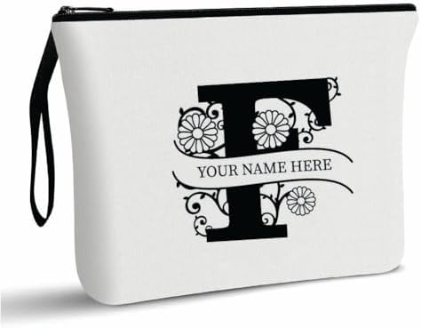 PRINTSHOP4ME Personalized Makeup Bag - Initial Monogram Cosmetic Pouch - Customizable Your Name - Monogrammed Makeup Pouch - Perfect for Travel Organizer - Cosmetic Bag for Women (N)