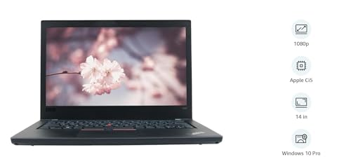Lenovo ThinkPad T480 Renewed Business Laptop | intel Core i5-8th Gen. CPU | 16GB RAM | 256GB SSD | Windows 10 Pro. | 14.1 inch Non-Touch | RENEWED, Black