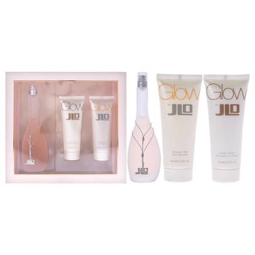 JENNIFER LOPEZ Glow 3 Pc Gift Set for Women, EDT 100 ml + Shower Gel 75 ml + Body Lotion 75 ml