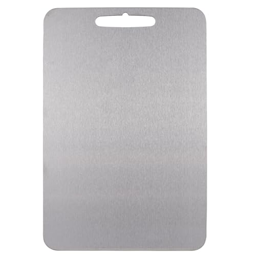 SOUUXIU Set of 2 Stainless Steel Cutting Boards with Handle Non-Stick Cutting Board for Meat, Fruit, Vegetables Non-Slip Cutting Boards for The Kitchen