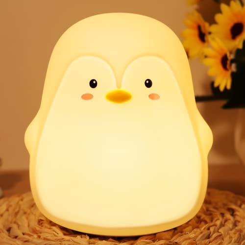 Tremdwoto Penguin Night Light Kids Room, 7 Color Changing LED Portable Touch Lamp for Bedroom, USB Chargeable Silicone Animal Nightlight for Baby Children Nursery Toddler Girl Birthday Gift Decor