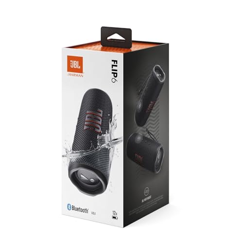 DOOMAX J.B.L Flip 6 - Portable Bluetooth Speaker, powerful sound and deep bass, IPX7 waterproof, 12 hours of playtime, J.B.L PartyBoost for multiple speaker pairing for home (Black)