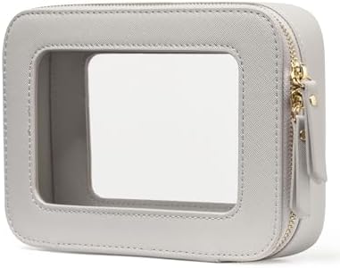 Small Cosmetic Bag for Purse Mini Makeup Bag for School Cute Clear Make Up Pouch for Travel Tiny Leather White Make Up Organizer Case for Backpack Toiletry Bag Waterproof Square Pouch with Zipper