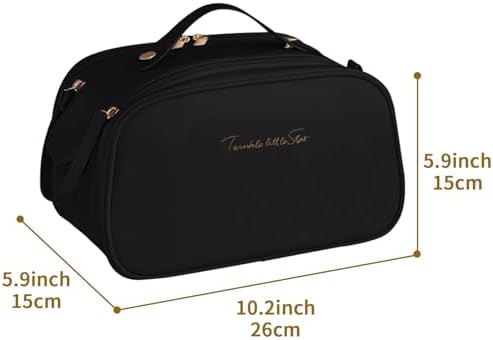 Ogetok Leather Makeup Bag for Women, Portable Travel Cosmetic Bags Zipper Make Up Pouch for Ladies Woman, Large Toiletry Organizer Bag for Toiletries Cosmetics Accessories, Black