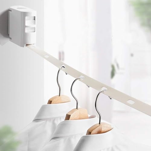Tazweeq Retractable Clothesline, Indoor Outdoor Clothes Line, Heavy Duty Clothes Drying Laundry Line, Wall Mounted Clothes Drying Rack Clothing | Retracting 34 Windproof Hanging Holes Laundry Drying