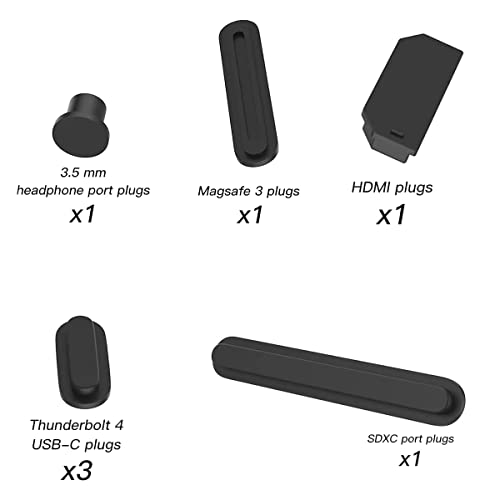 14 PCS Dust Plug Cover Dirt Plug Cups Set for MacBook Pro 14/MacBook Pro 16 M4 M3 M2 M1 Pro/Max 2025-2021, Dust Plug for HDMI, Thunderbolt, SD, Charger Port & Headphone Accessory Protective Cover