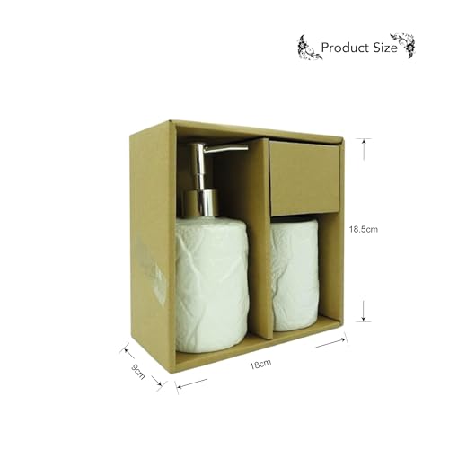 2 Pcs Bathroom Accessories Set Complete Bath Accessory Sets Includes Toothbrush Holder Lotion Liquid Soap Dispenser White 18.5x18x9cm White